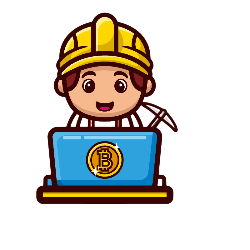 Bitcoin miner cartoon character