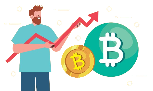 bitcoin with Growth arrow